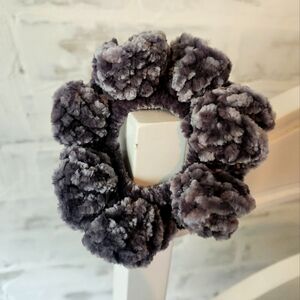 3/$15! Handmade Crochet Scrunchie- Grey Velvet Yarn